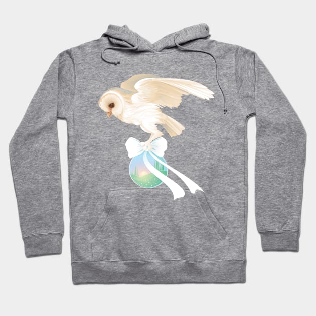 Barn Owl Carrying Sunrise Globe Hoodie by lauran